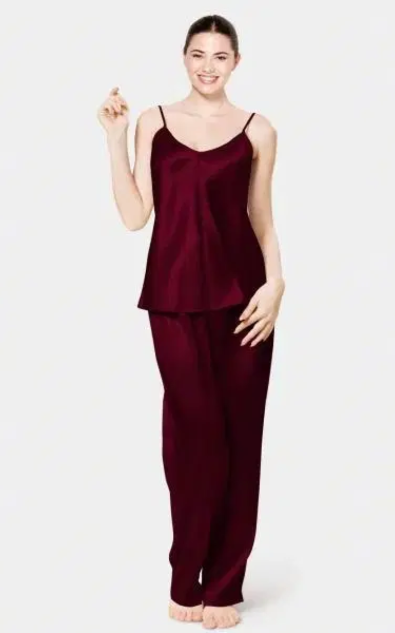 Crimson Satin Lounge Comfortable Nightwear