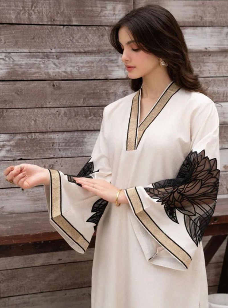 Ivory Bloom Linen Embroidered