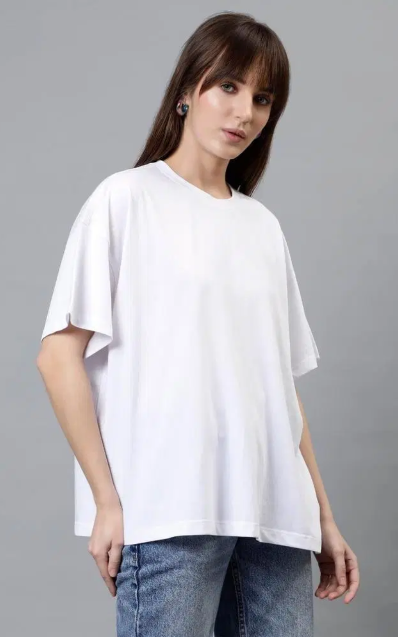 Jersey Oversized Plain T-Shirt - White
