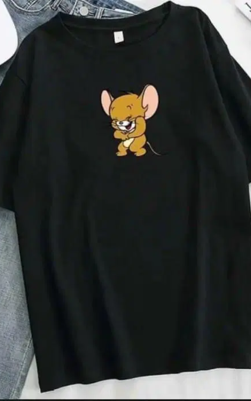 Jerry -Women's Oversized Printed T-Shirt - Black