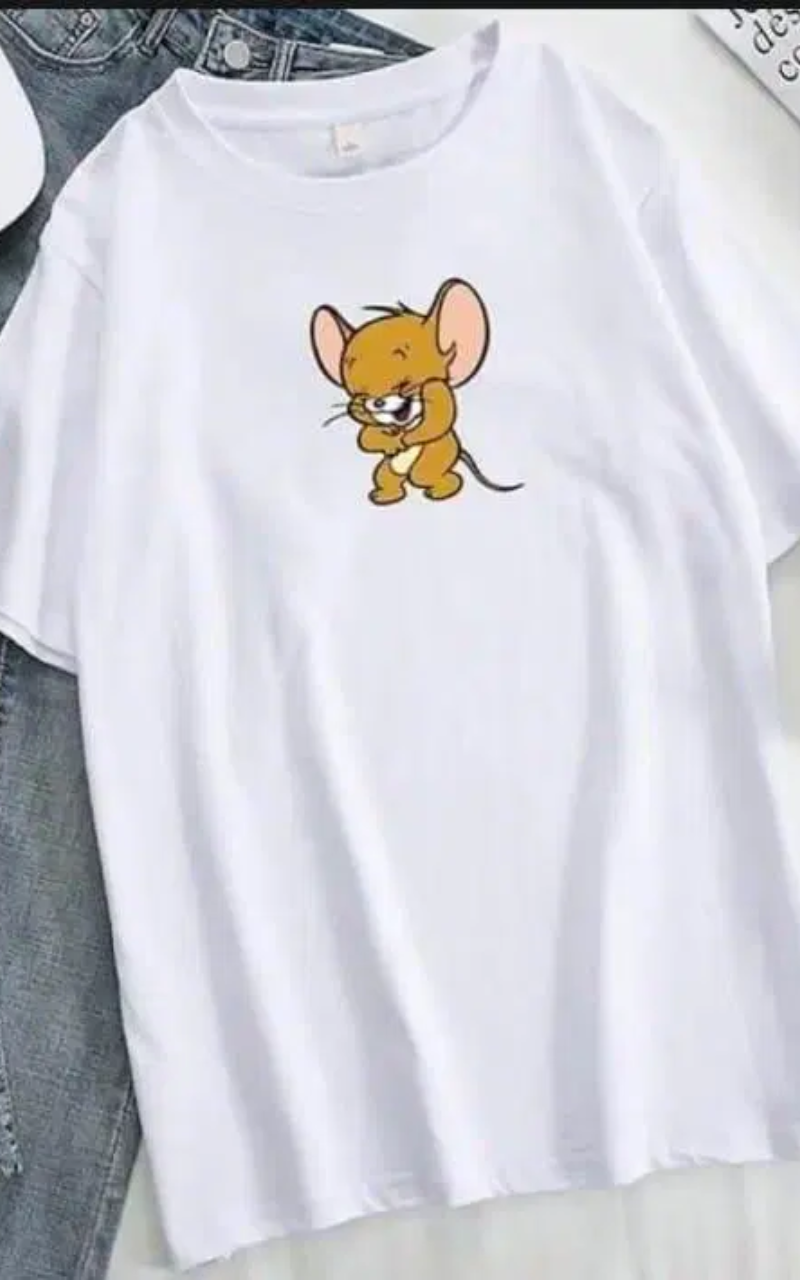 Jerry -Women's Oversized Printed T-Shirt - White