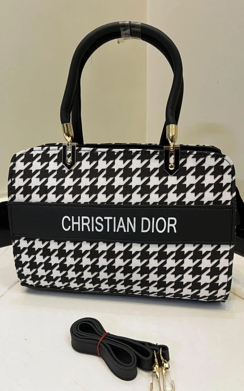 Christian Dior Houndstooth Medium Satchel -Bag