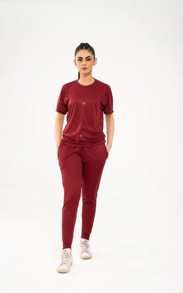 Maroon Momentum -Women's Stitched Plain Tracksuit