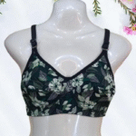 Ice Silk -Leaves Printed Light, Weight Non-Padded Bra