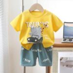 Cotton Jersey Boy's Printed Shirt And Shorts Set
